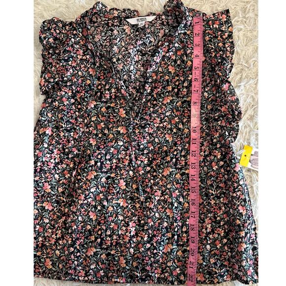 BB Dakota by Steve Madden Women's Size M Black Floral Ruffle Sleeve Blouse #0322 - Picture 12 of 13